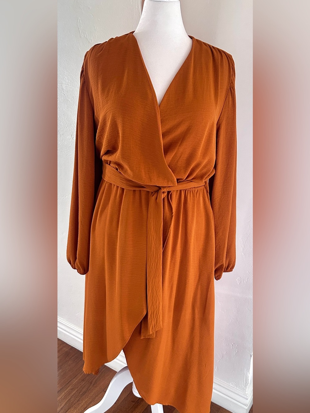 Culture Code Rust Wrap Midi Dress with Front Split and Pockets NWT Size 2X